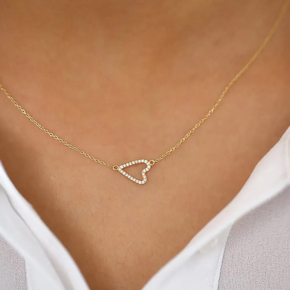 0.15CTW Sideways Diamond Heart Necklace