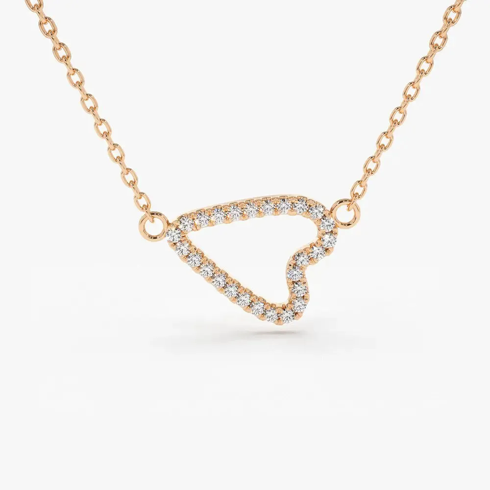 0.15CTW Sideways Diamond Heart Necklace