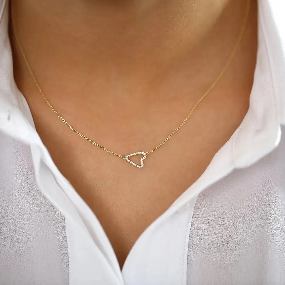 0.15CTW Sideways Diamond Heart Necklace