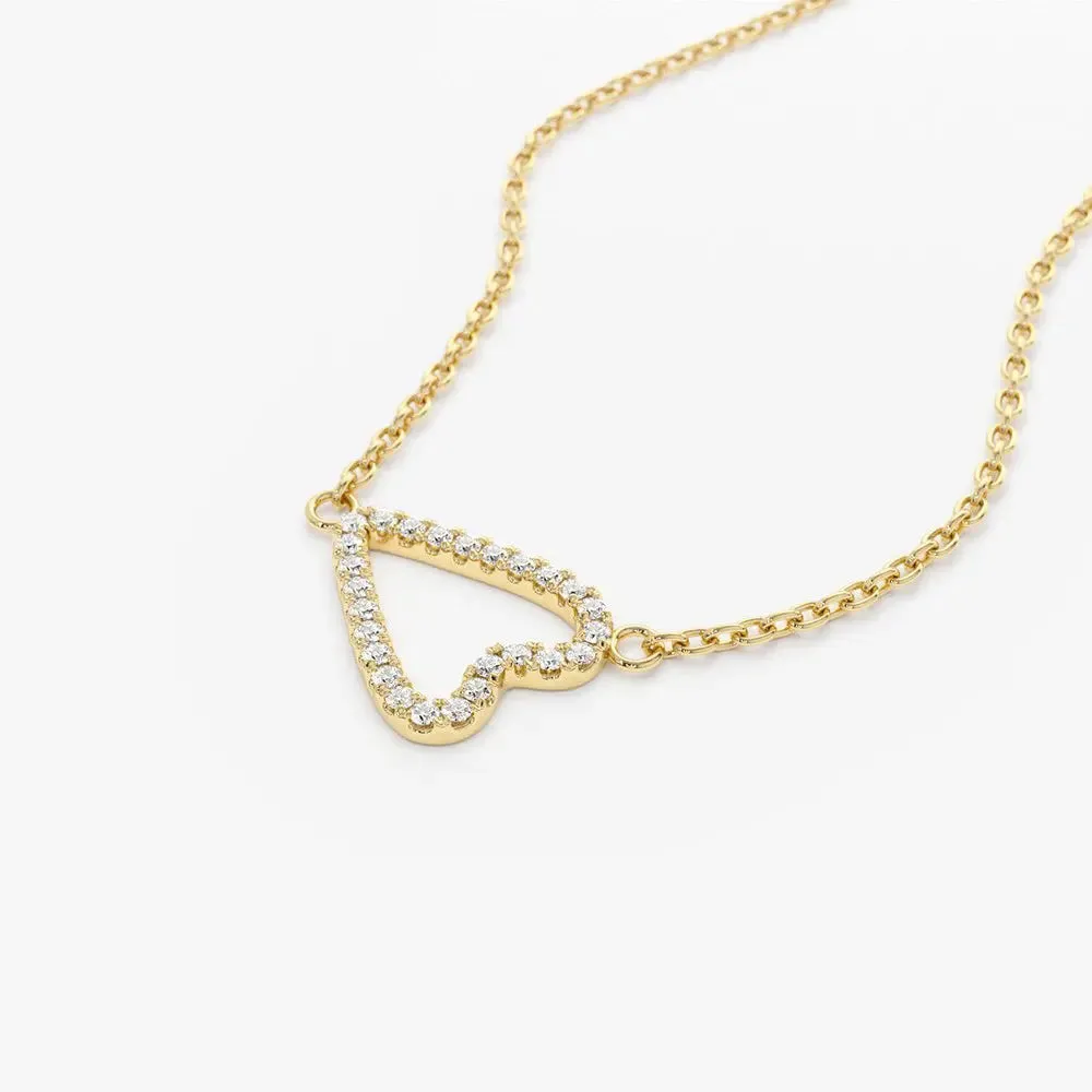 0.15CTW Sideways Diamond Heart Necklace