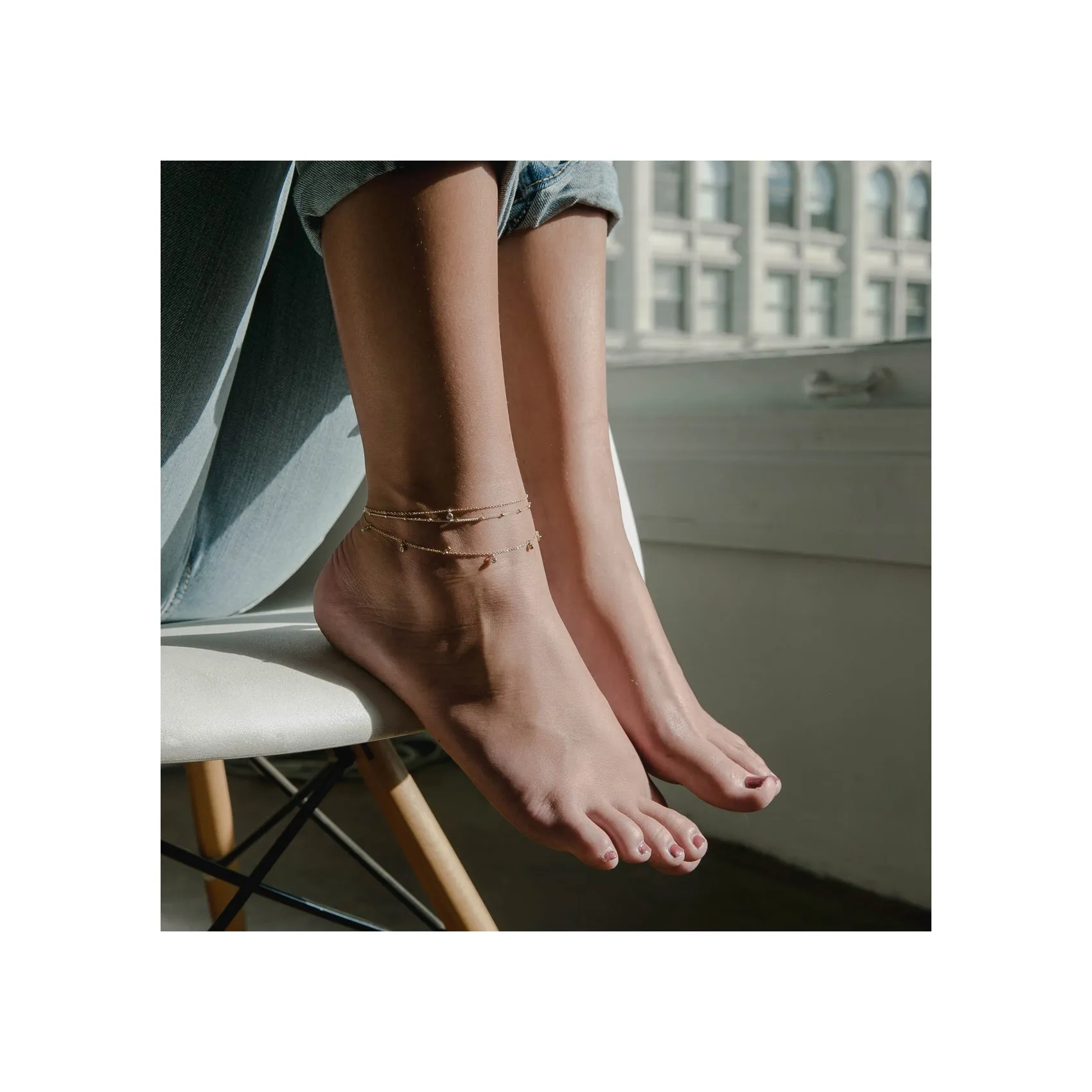 14k 3 Dangling Diamond Anklet