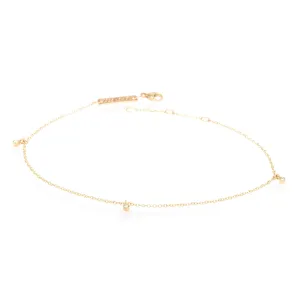 14k 3 Dangling Diamond Anklet