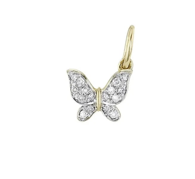 14K Gold Butterfly and Diamond Charm