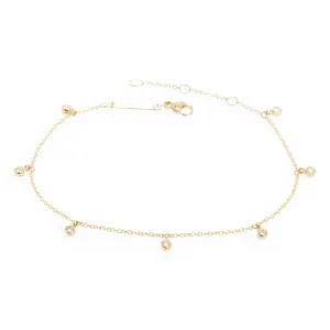 14k Tiny 7 Dangling Diamond Anklet