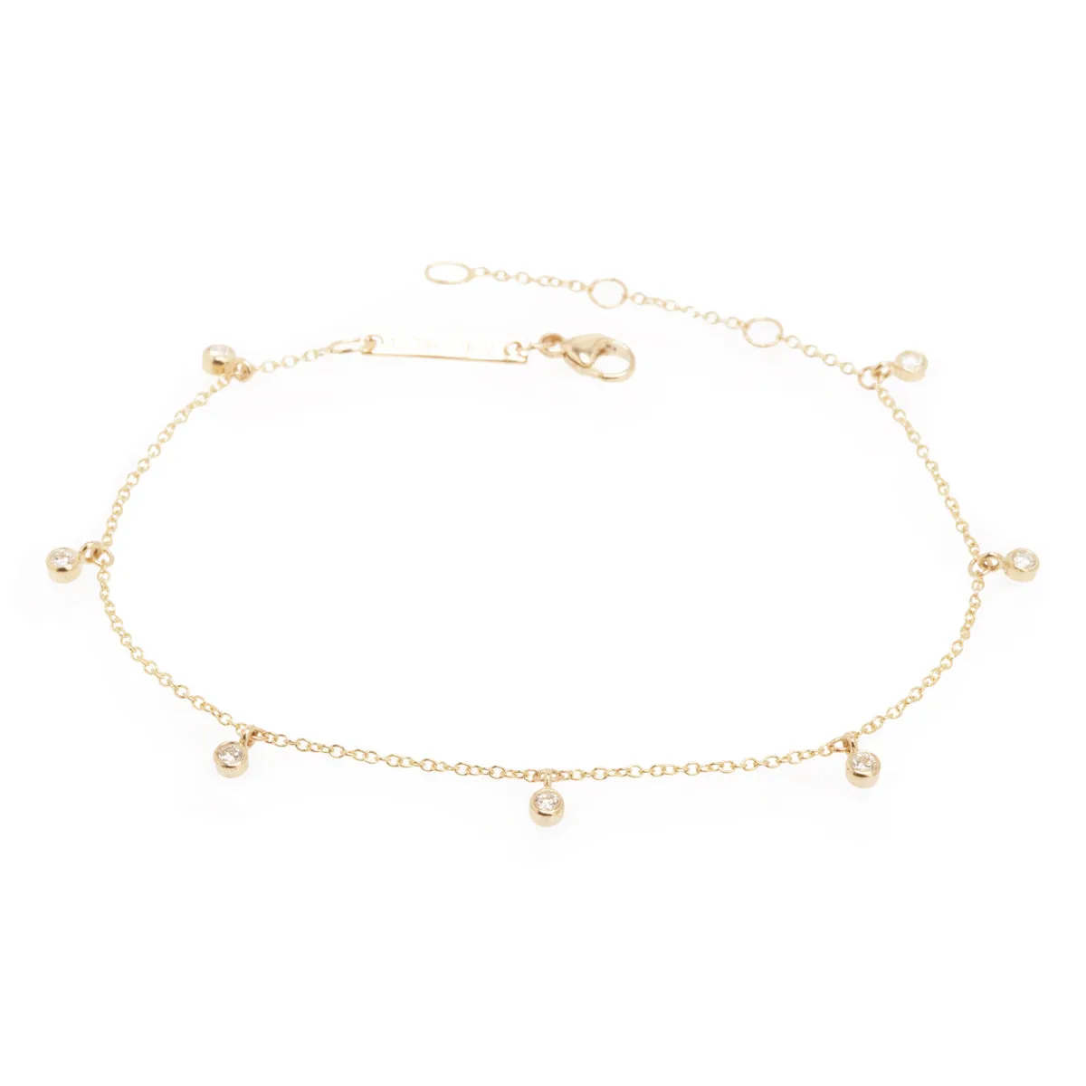 14k Tiny 7 Dangling Diamond Anklet