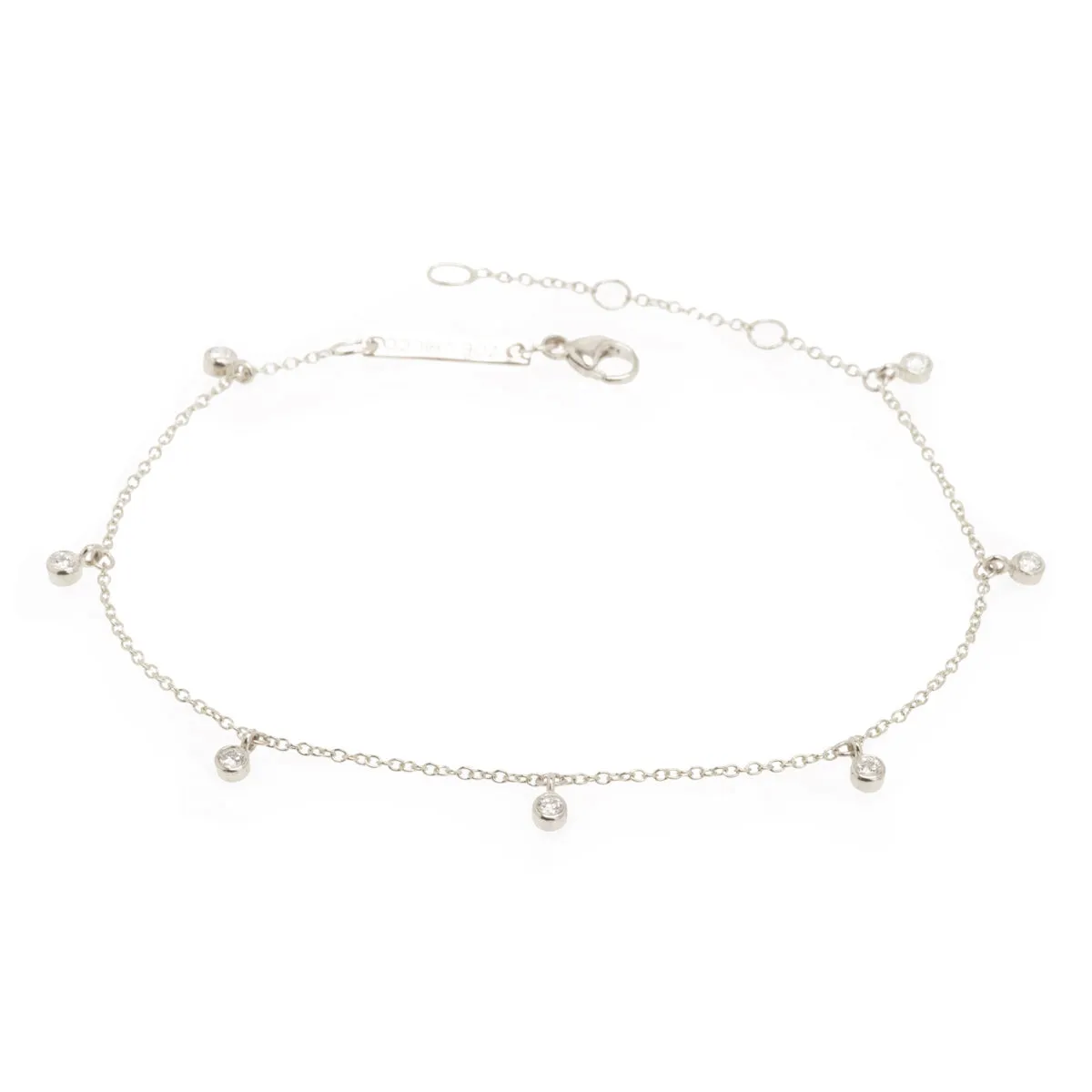 14k Tiny 7 Dangling Diamond Anklet