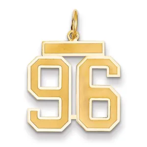 14k Yellow Gold Satin Brush Finish Medium Size Number 96 Charm Pendant