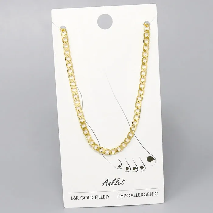 18K Gold Filled Curb Chain Anklet