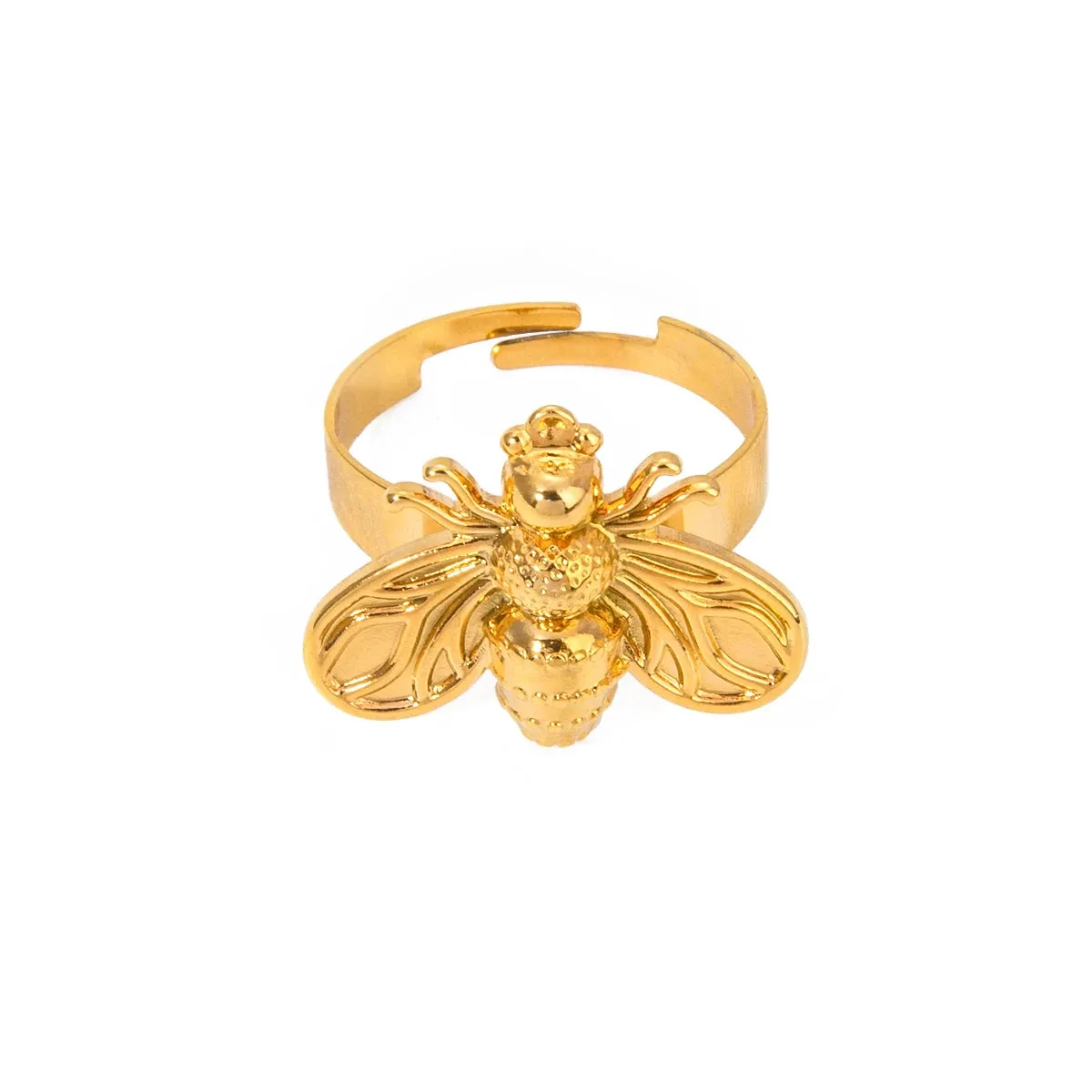 18K Gold Plated Stainless Steel Bee Shaped Geometric Ring
