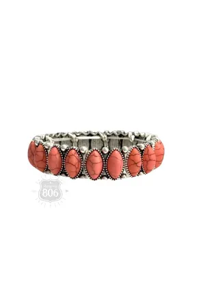 806 By Pink Panache Coral Stone Stretch Bracelet