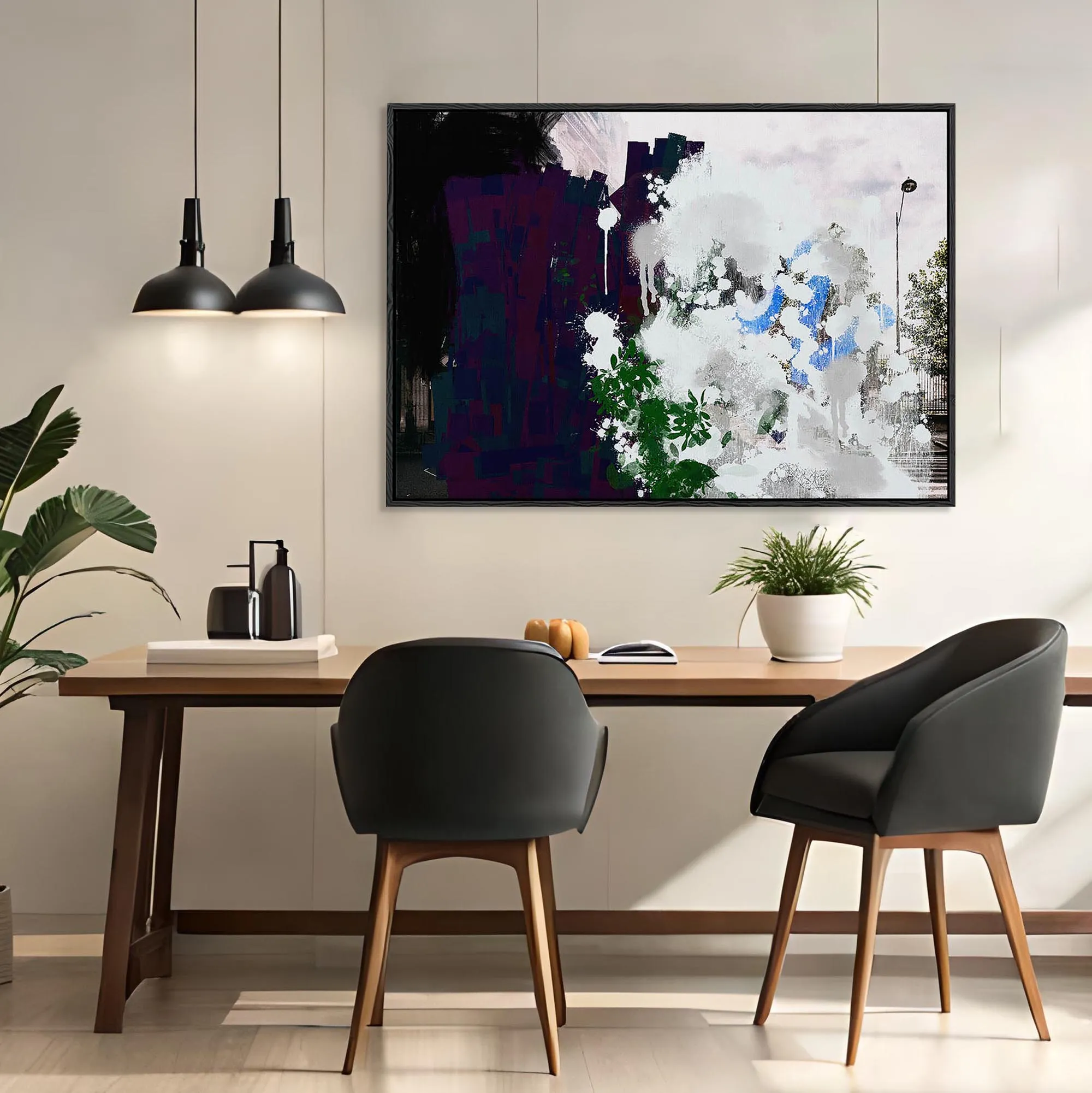 Abstract City Park Framed Canvas