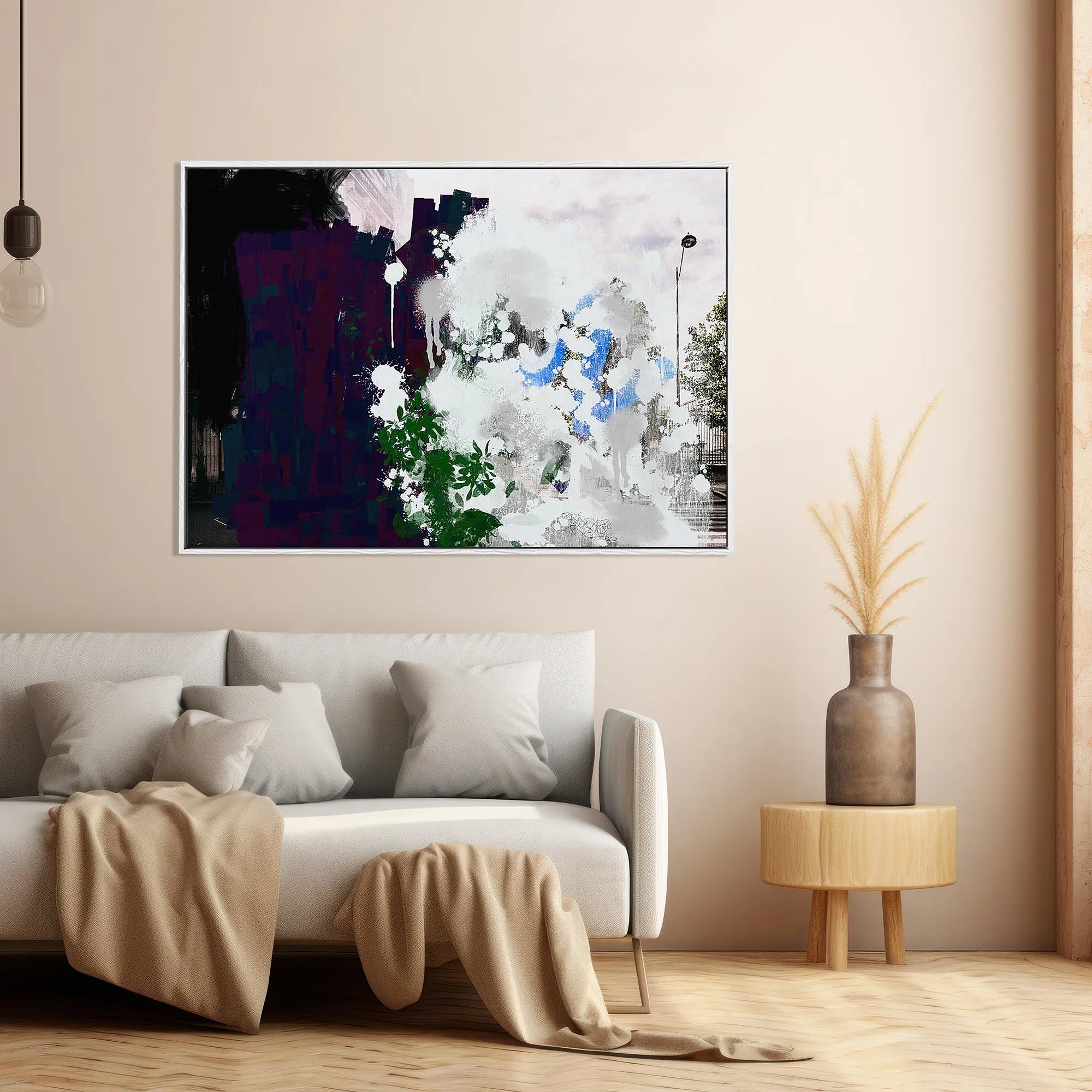 Abstract City Park Framed Canvas