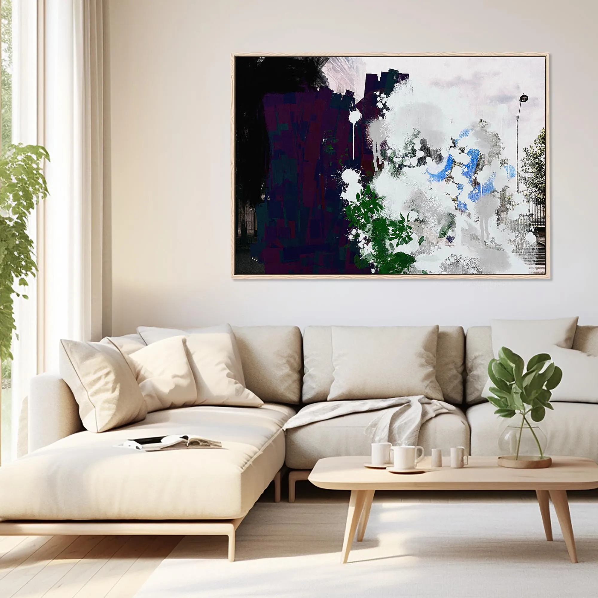 Abstract City Park Framed Canvas