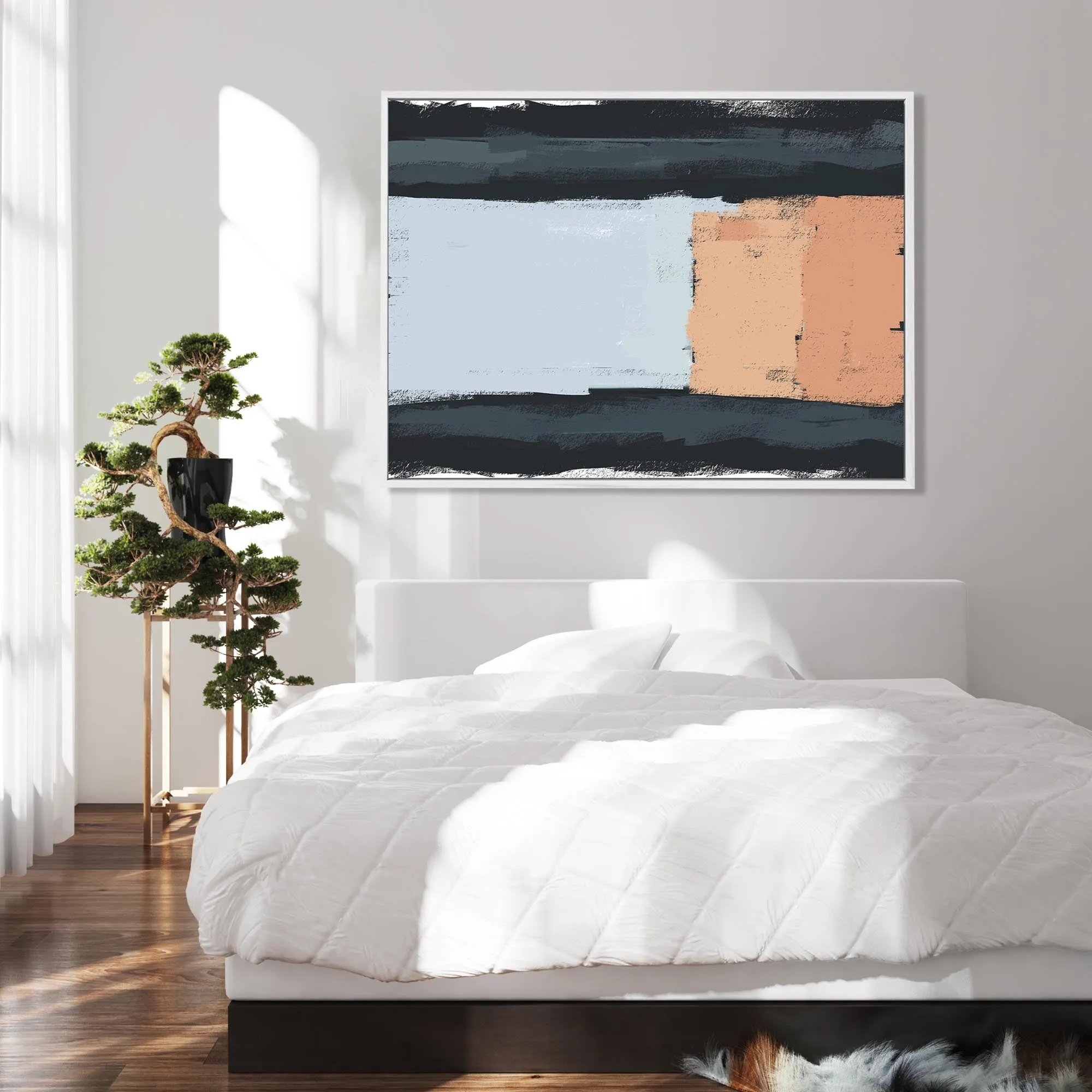 Abstract Colour Blocks Framed Canvas