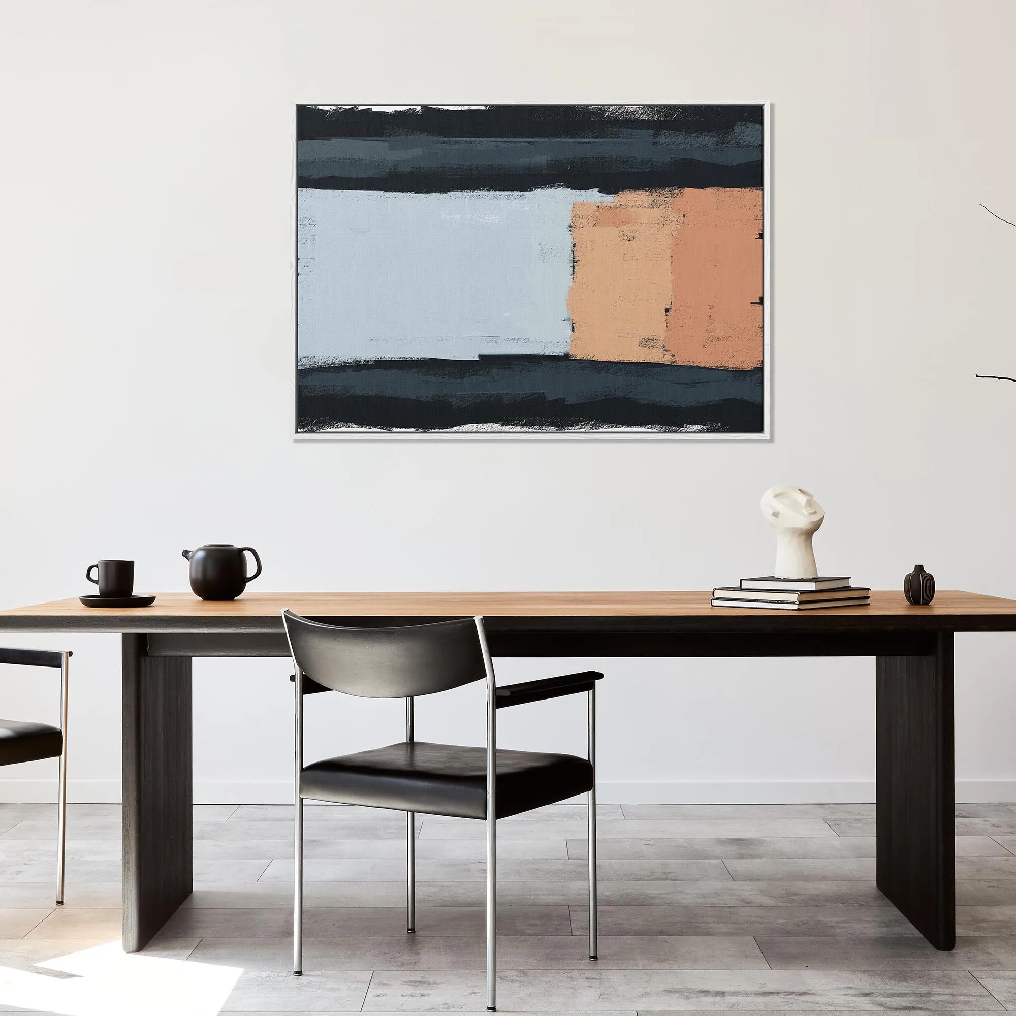 Abstract Colour Blocks Framed Canvas