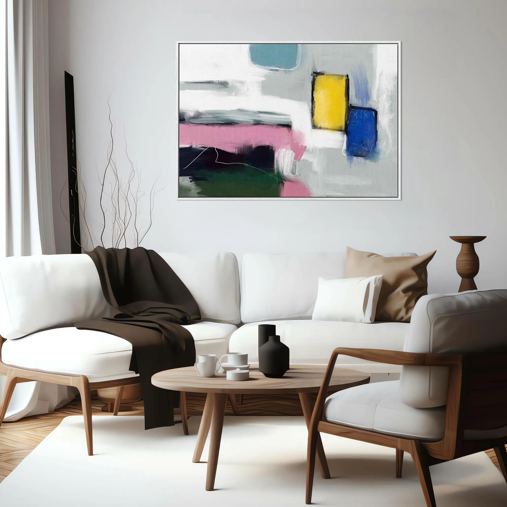 Abstract Colourful Movement Framed Canvas