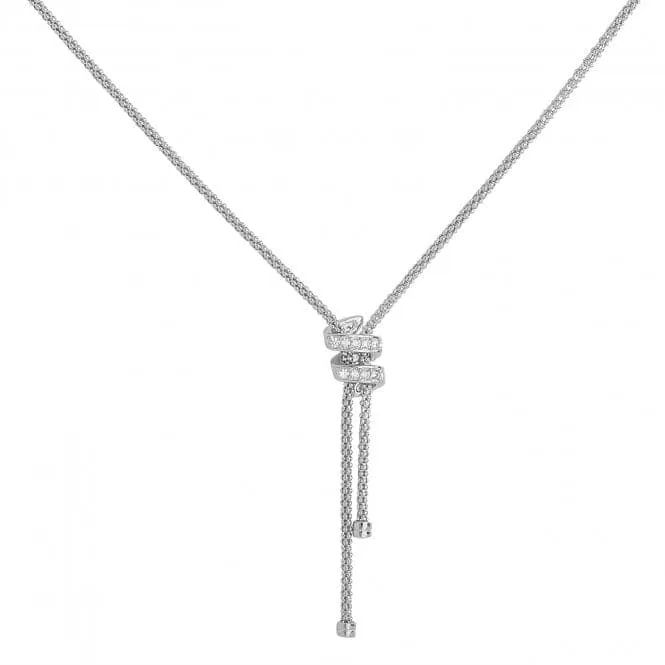 Acotis Silver Necklace Rhodium Plated Mesh Zirconia Set G3252