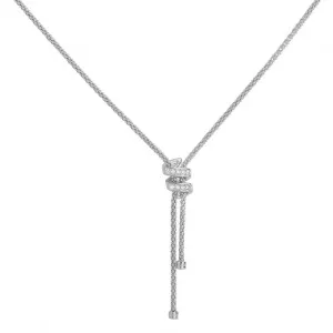Acotis Silver Necklace Rhodium Plated Mesh Zirconia Set G3252