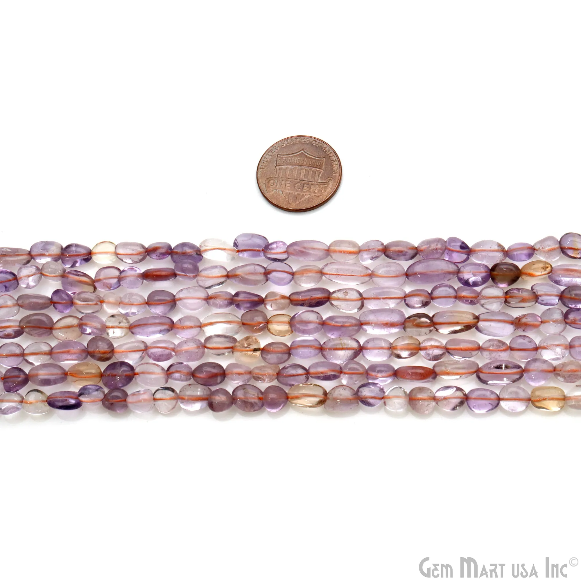 Ametrine Rough Beads, 13 Inch Gemstone Strands, Drilled Strung Briolette Beads, Free Form, 6x4mm