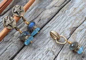 Aquamarine & Labradorite Set Earrings & Pendant