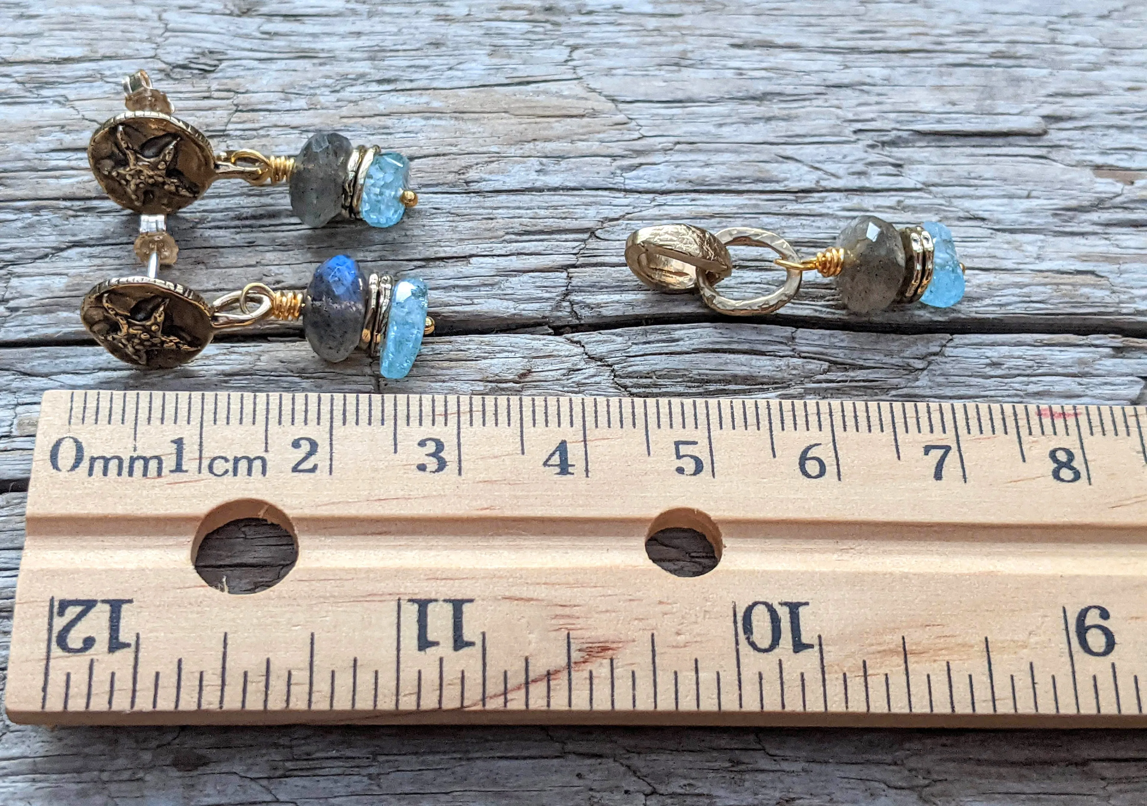 Aquamarine & Labradorite Set Earrings & Pendant