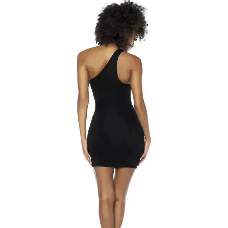 Asymmetrical Cut Out Dress w Ring Details Black