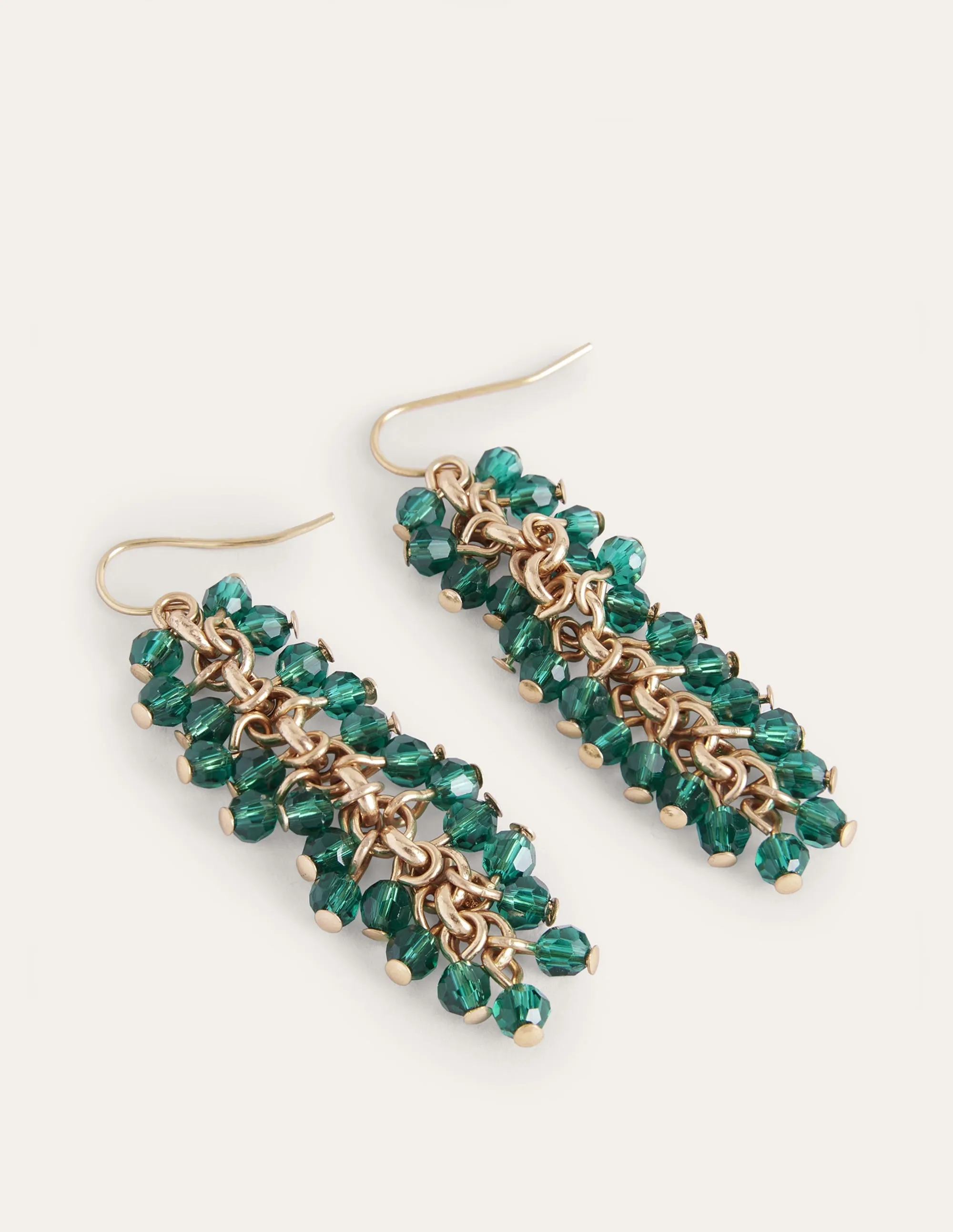 Beaded Drop Earrings-Green