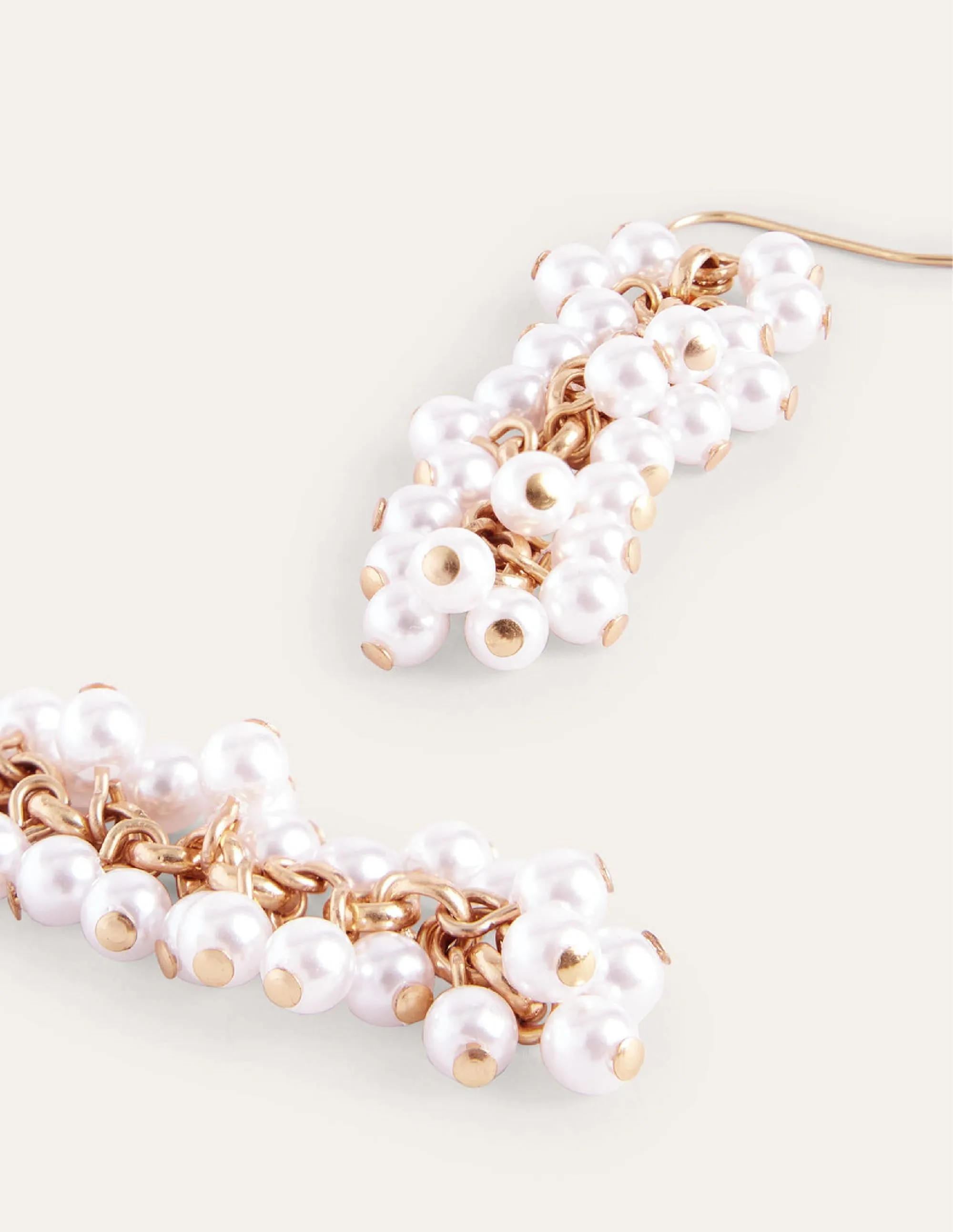 Beaded Drop Earrings-Pearl
