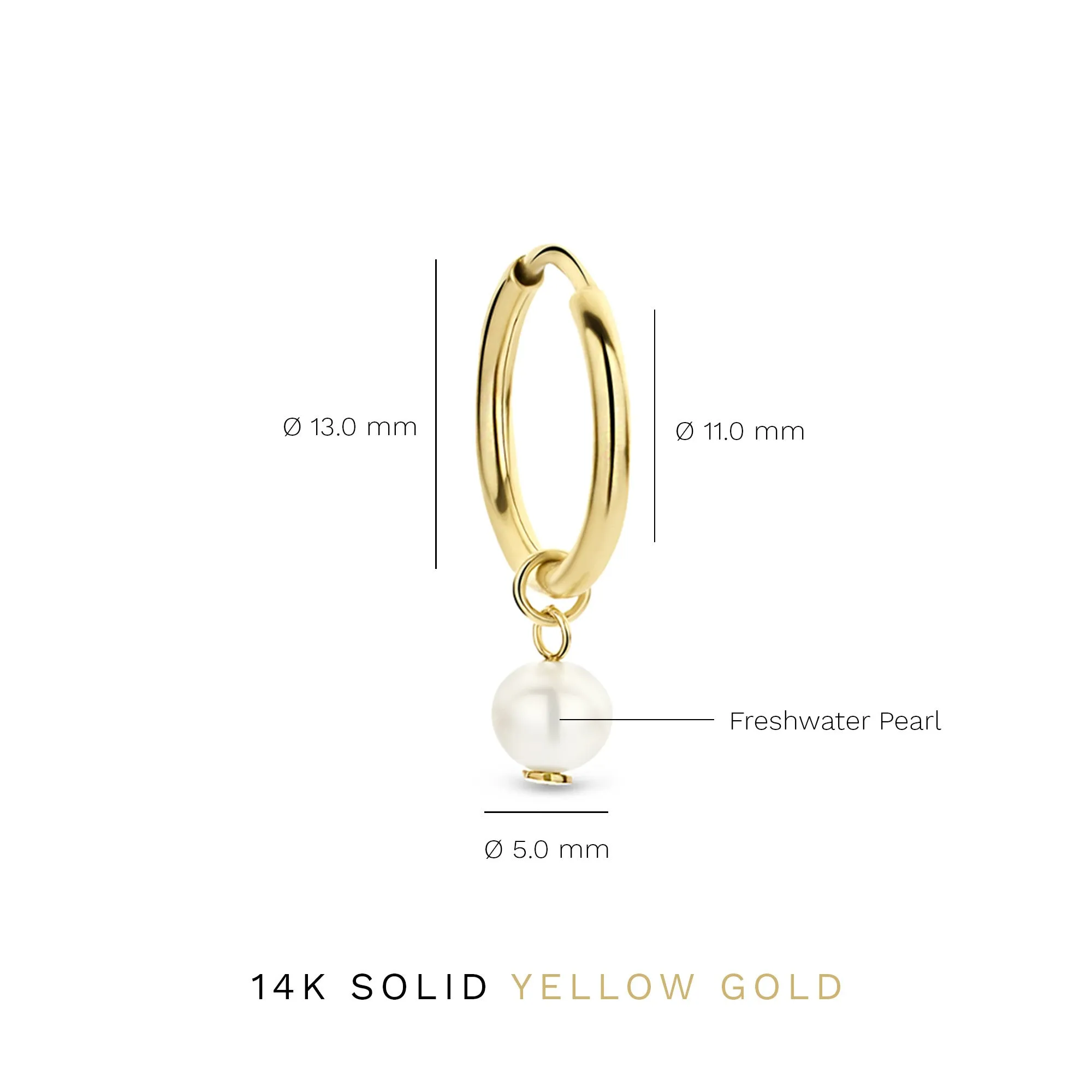 Belleville Luna 14 karat gold hoop earrings with freshwater pearl