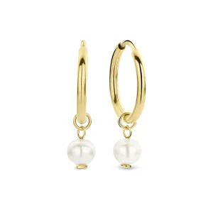 Belleville Luna 14 karat gold hoop earrings with freshwater pearl
