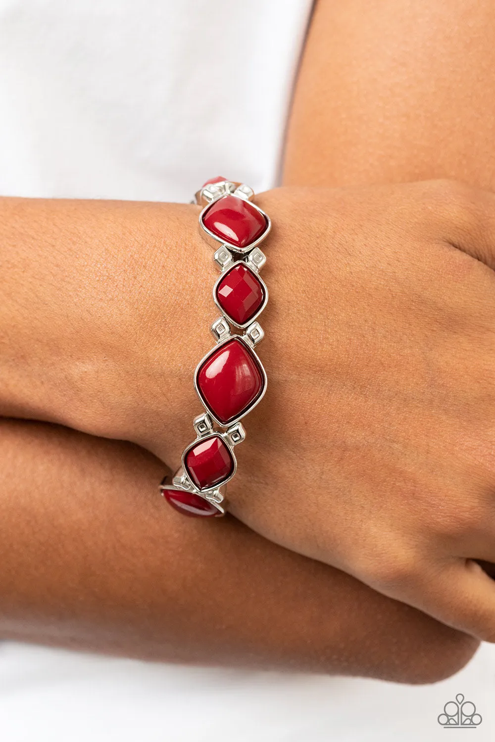 Boldly BEAD-azzled - Red Paparazzi Bracelet