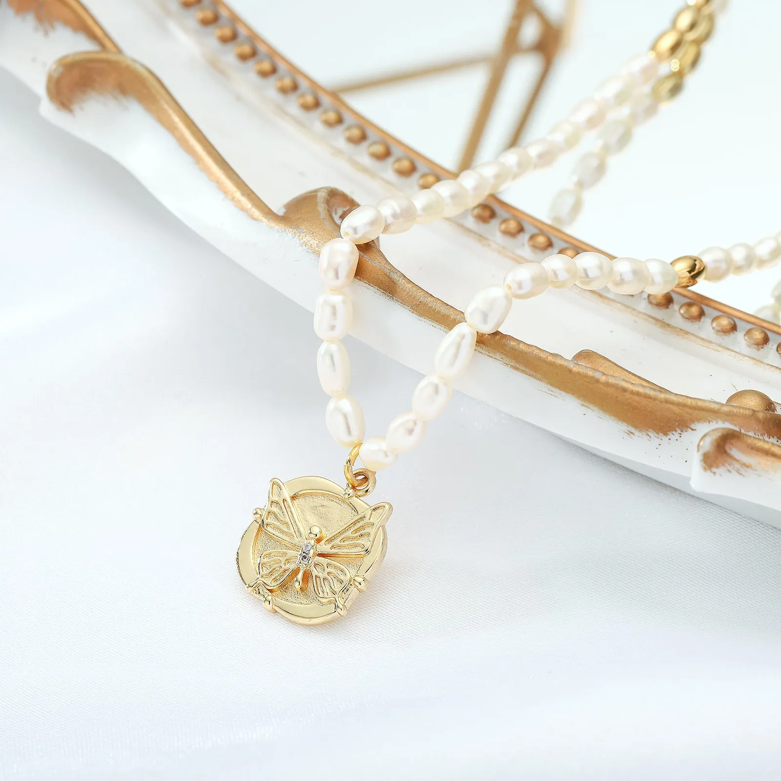 Butterfly Pearl Necklace