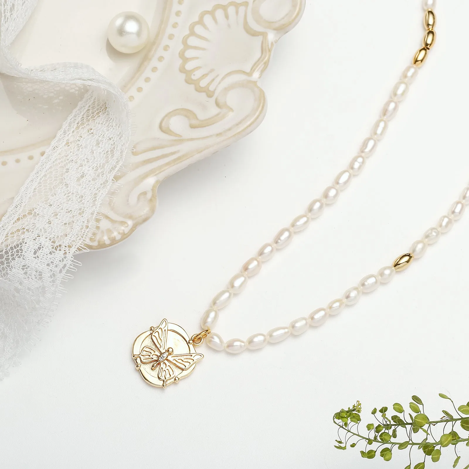 Butterfly Pearl Necklace