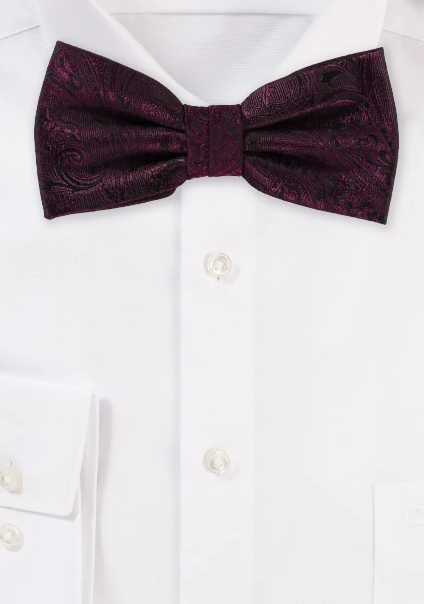 Claret Red Proper Paisley Bowtie