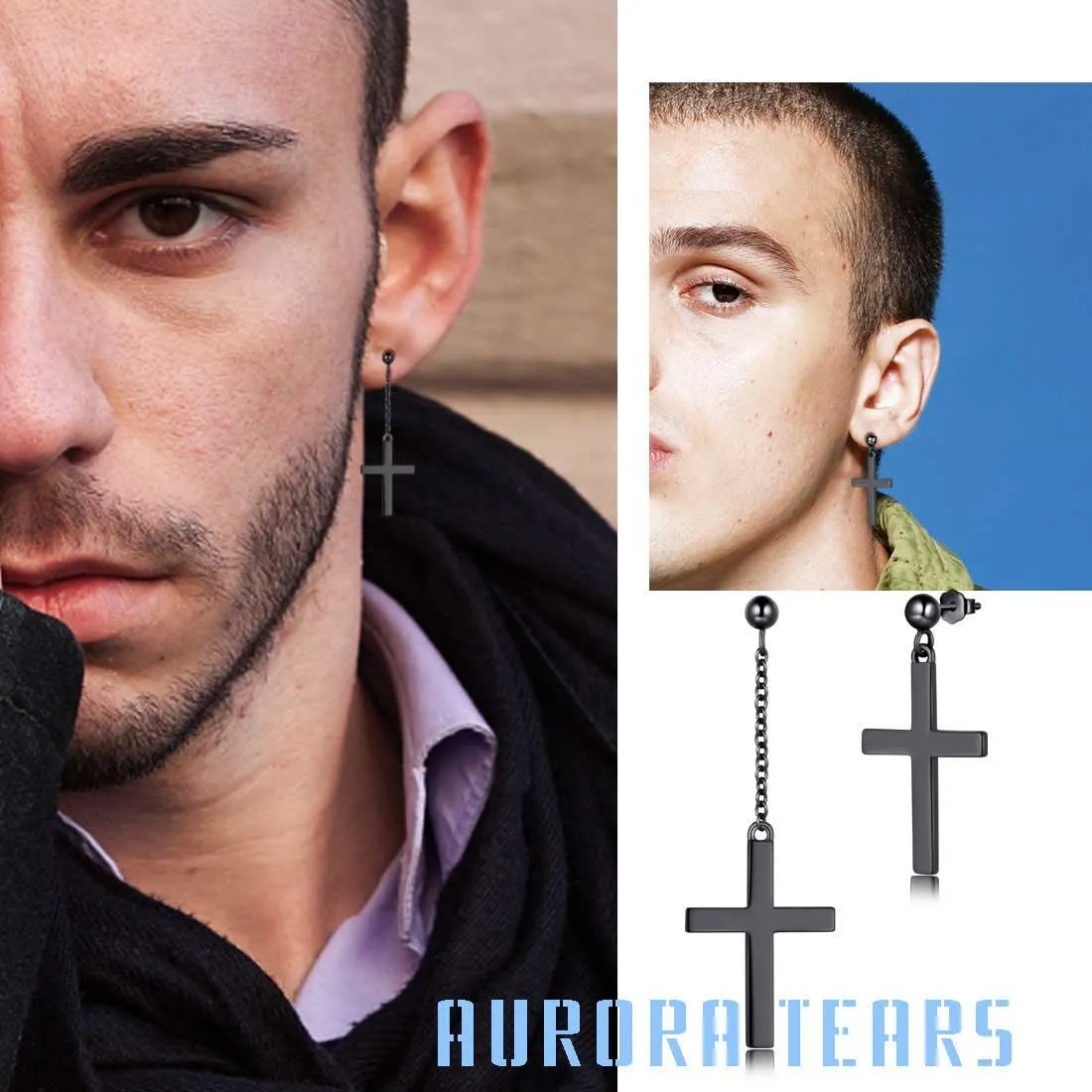 Classic Asymmetry Cross Earrings Women Mens Jewelry Sterling Silver