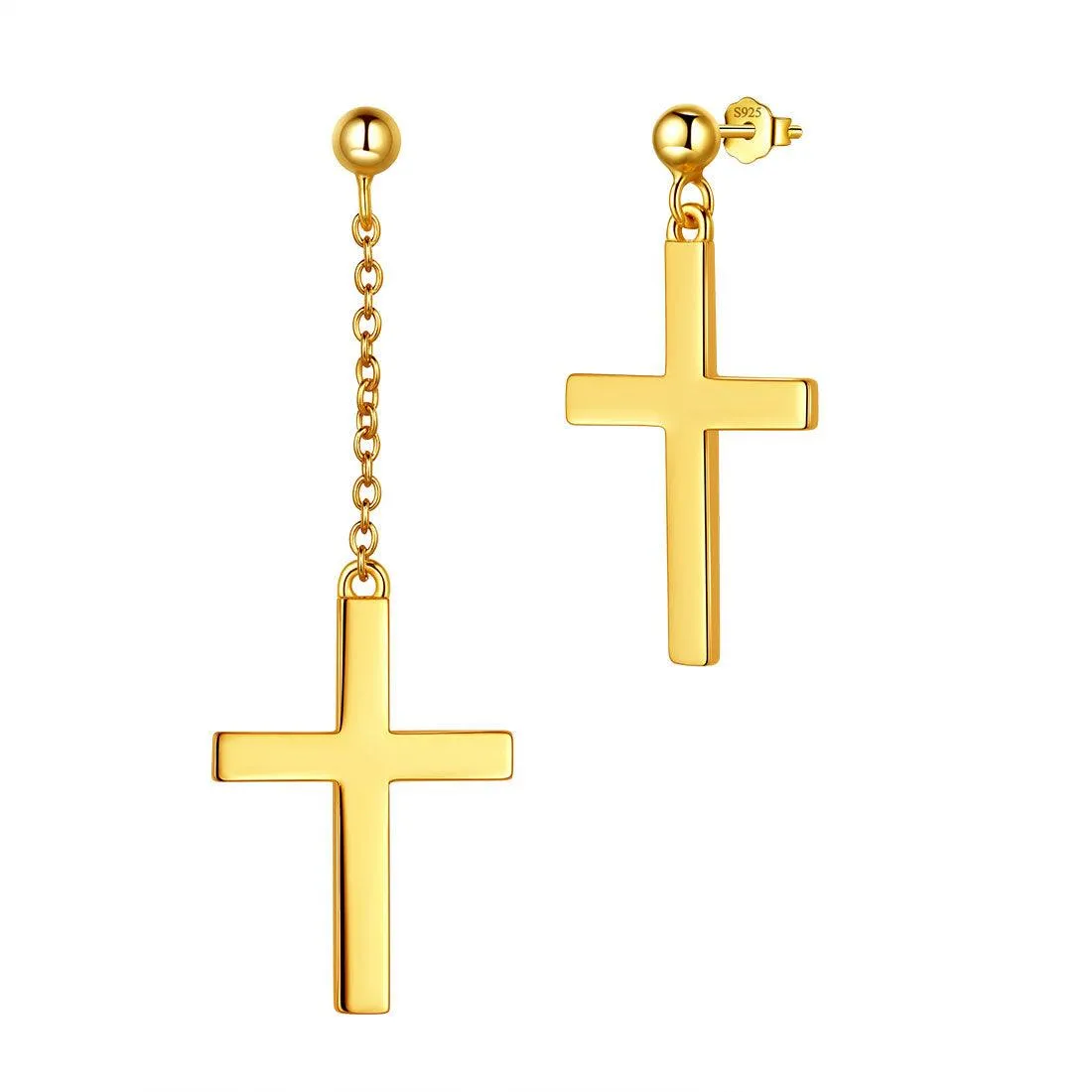 Classic Asymmetry Cross Earrings Women Mens Jewelry Sterling Silver