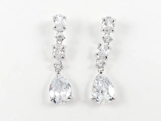 Classic Elegant Multi CZ Shape Dangle Brass Earrings