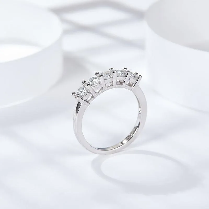 Classic Seven Stars And Seven Diamonds Five Diamond Row Ring Fashion