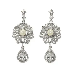 Classic Statement CZ Dangle Brass Earrings