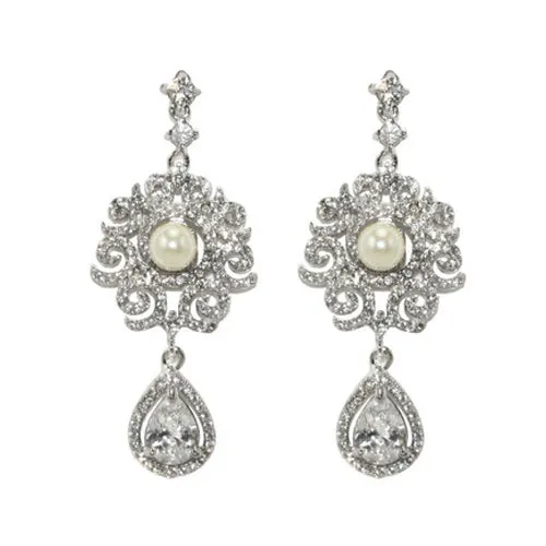 Classic Statement CZ Dangle Brass Earrings