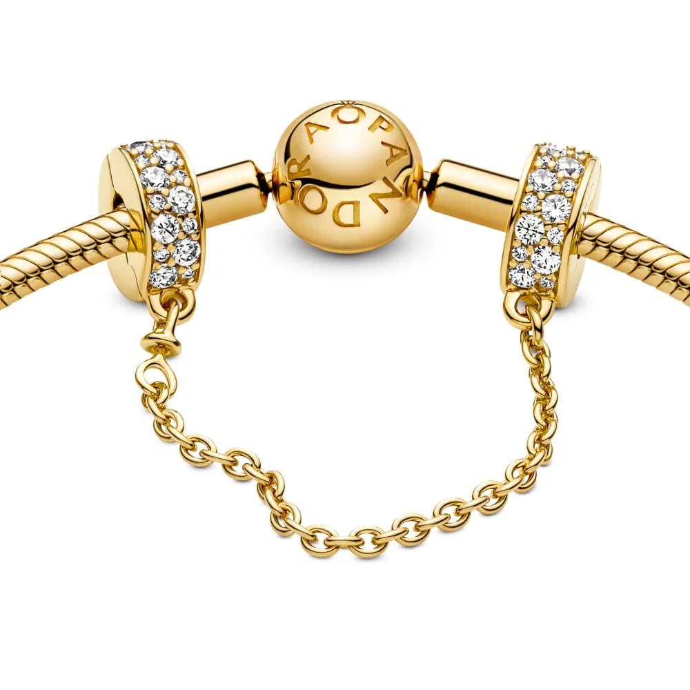 Clear Pavé Safety Chain Clip Charm