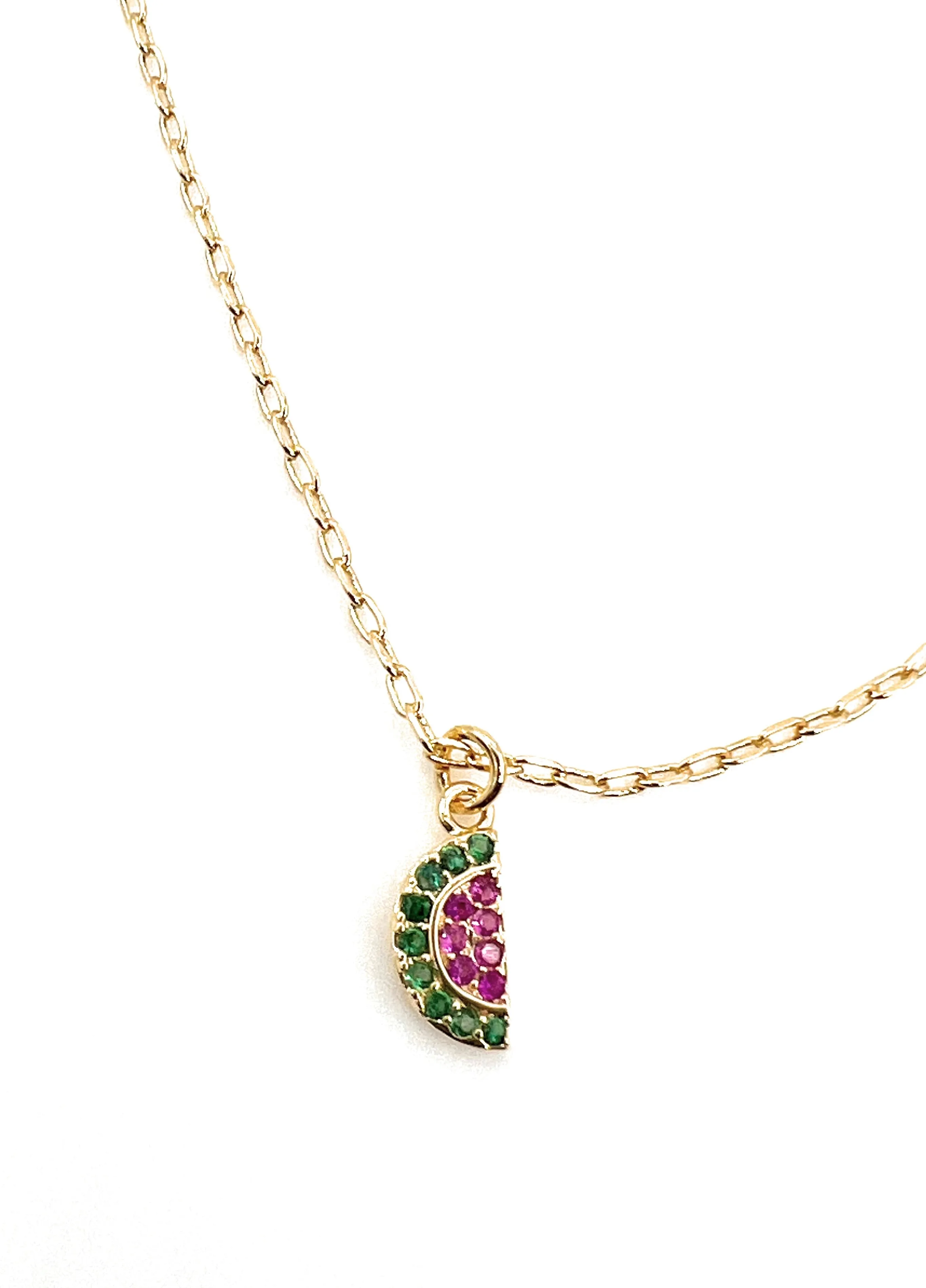 Dainty Gold Filled Watermelon Charm Anklet Bracelet for Women