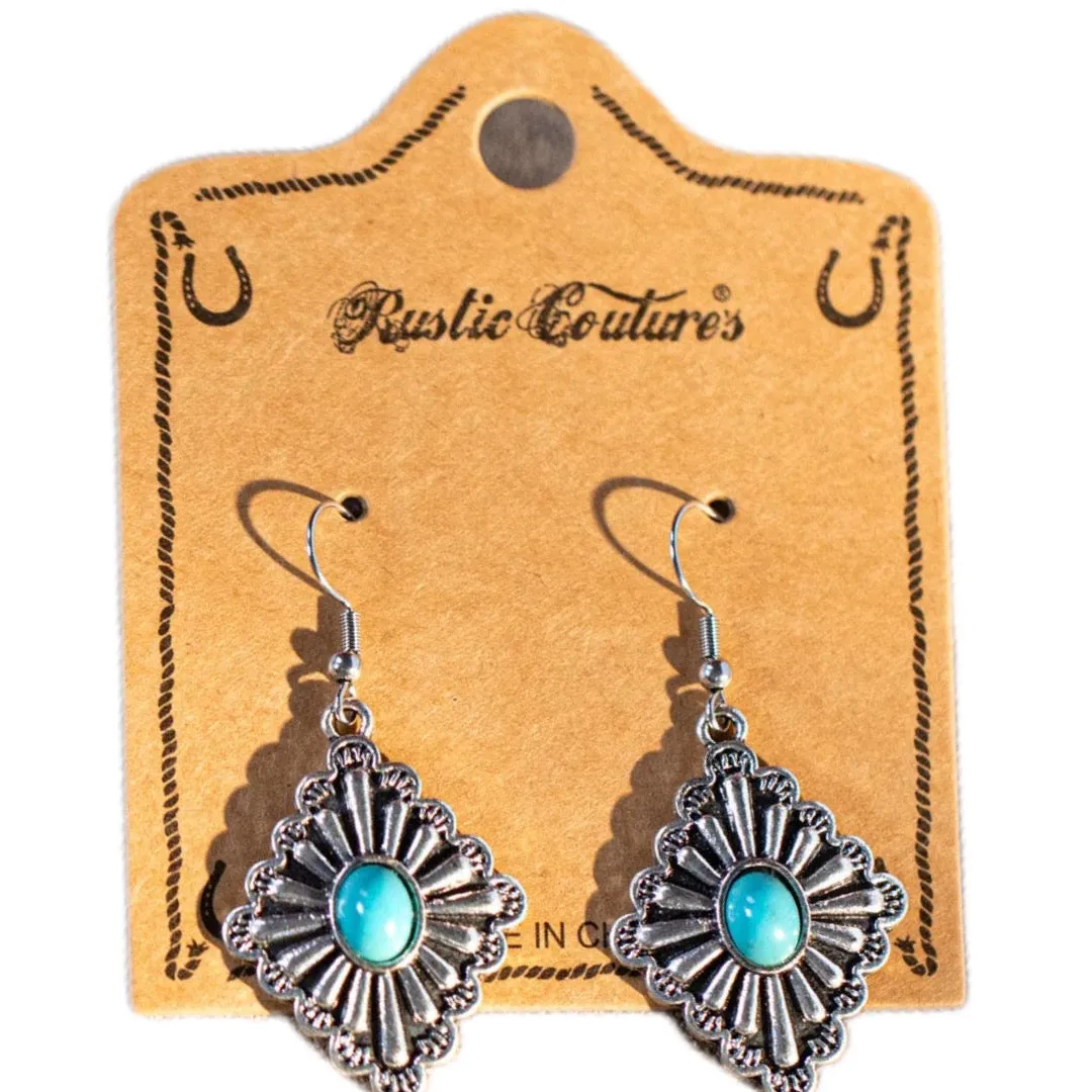 Daisy Rhombus Earring - Turquoise