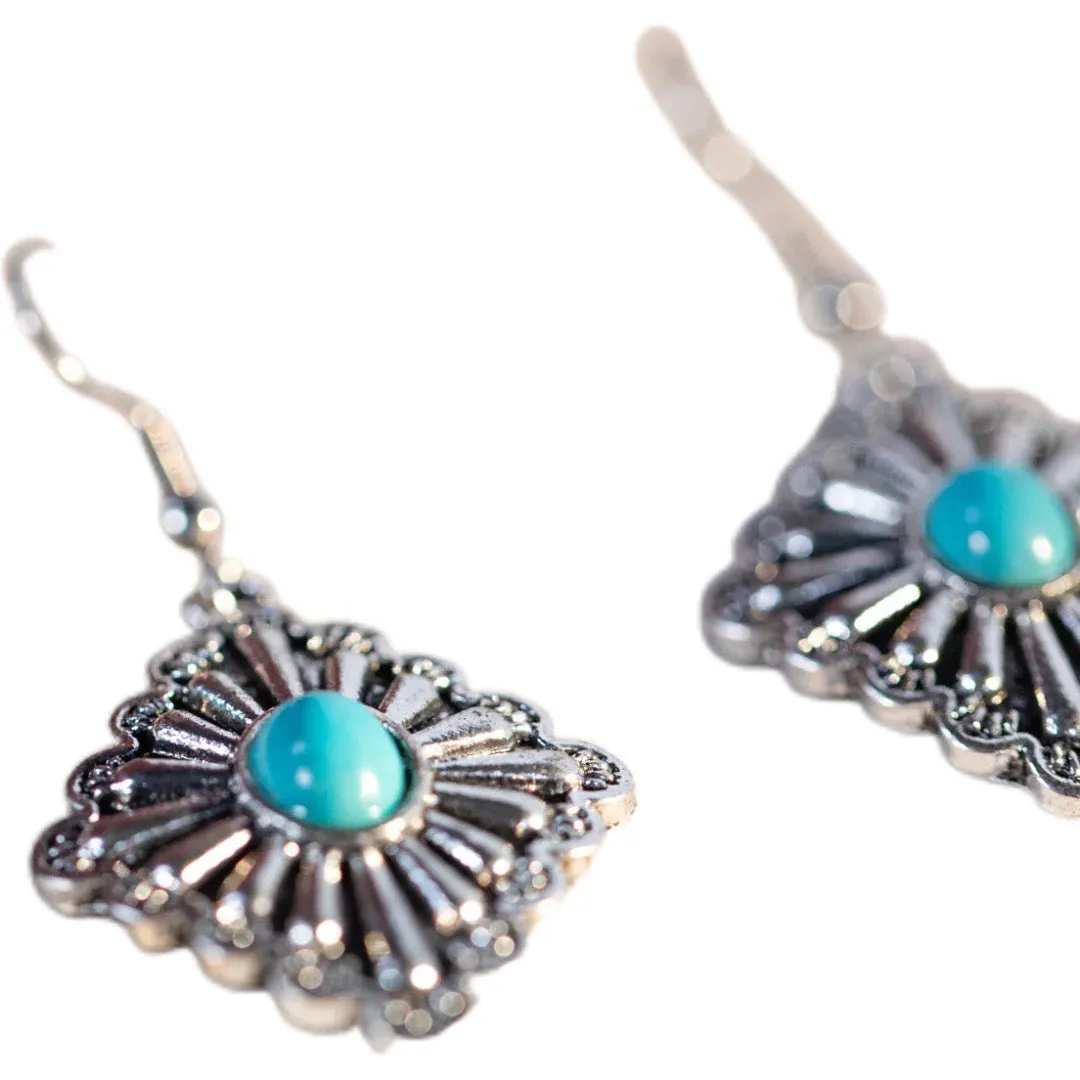 Daisy Rhombus Earring - Turquoise
