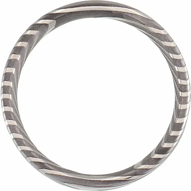 Damascus Steel Flat Shape 6 mm Patterned Comfort Fit Band