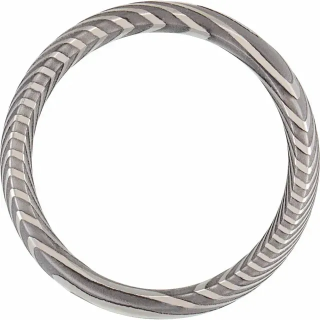 Damascus Steel Flat Shape 6 mm Patterned Comfort Fit Band