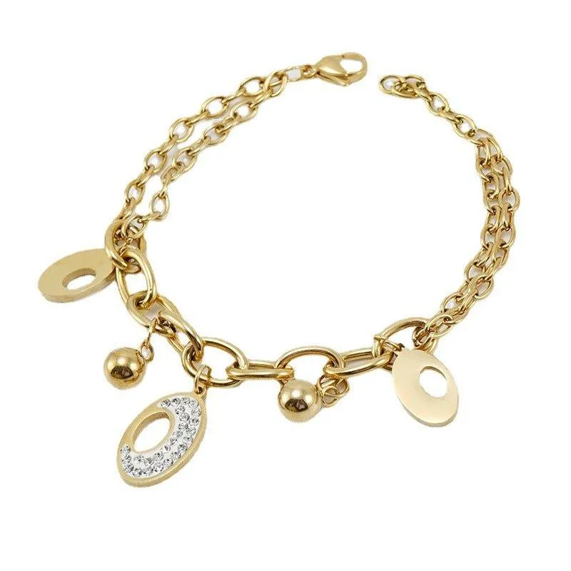 Delicate Gold Heart Charm Bracelet with Cubic Zirconia