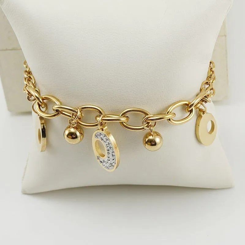 Delicate Gold Heart Charm Bracelet with Cubic Zirconia