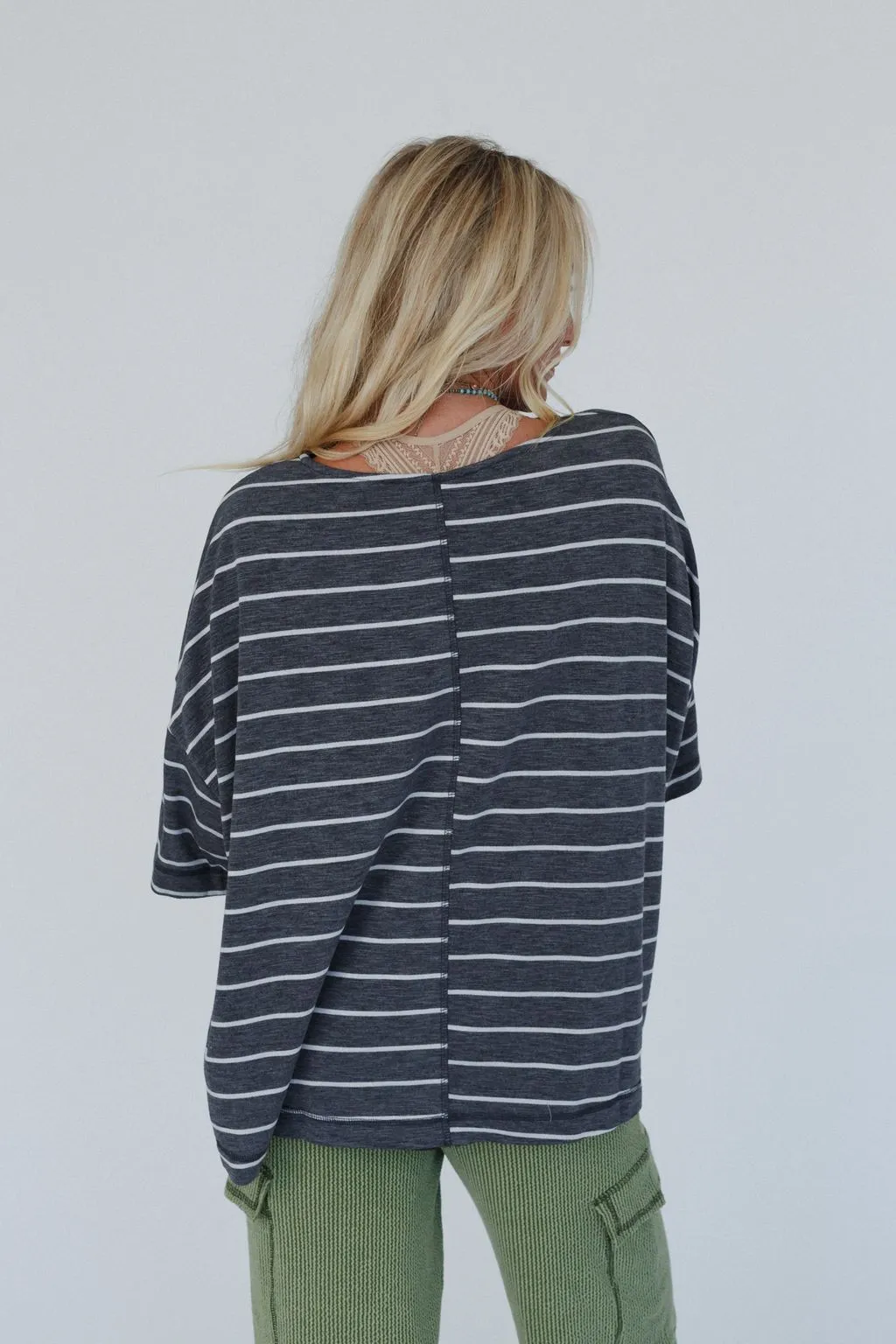 Dreamy Daze Striped Top - Charcoal