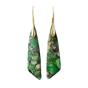 Drop Earrings Green Imperial Jasper Gemstone Earrings